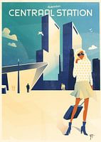 Rotterdam Centraal Station art deco illustratie