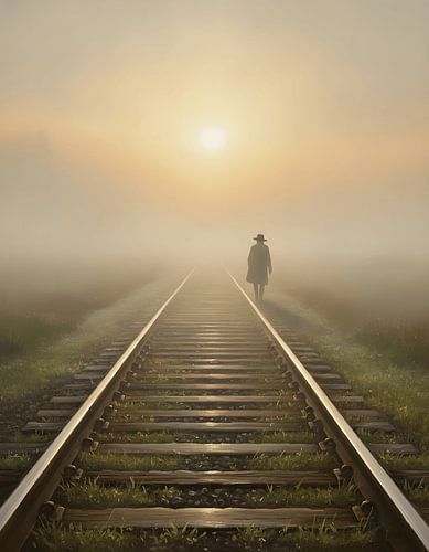 Golden Haze on the Quiet Train Tracks