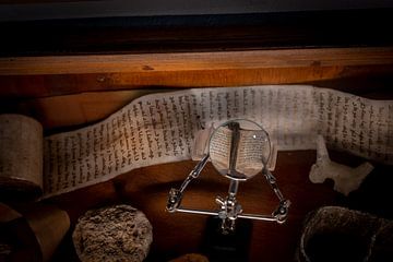 Mini-book seen through a magnifying glass