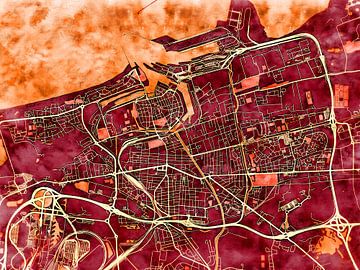 Kaart van Calais in de stijl 'Amber Autumn' van Maporia