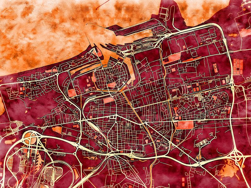 Carte de Calais avec le style 'Amber Autumn' par Maporia