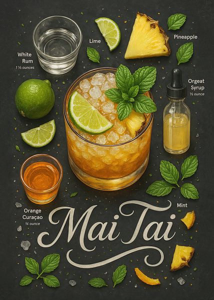 Mai Tai Poster – Tropical Rum and Citrus Cocktail by Lootprint