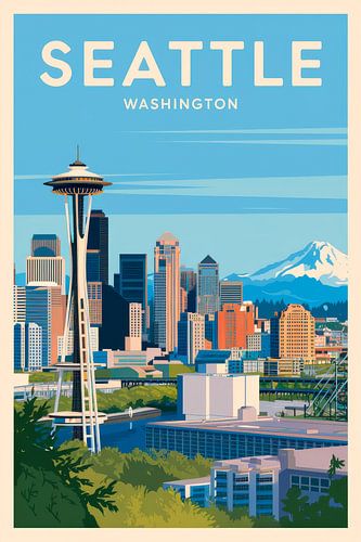 Seattle, Washington Vintage Reisposter
