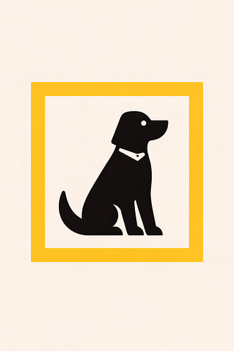 Hond in een geel kader