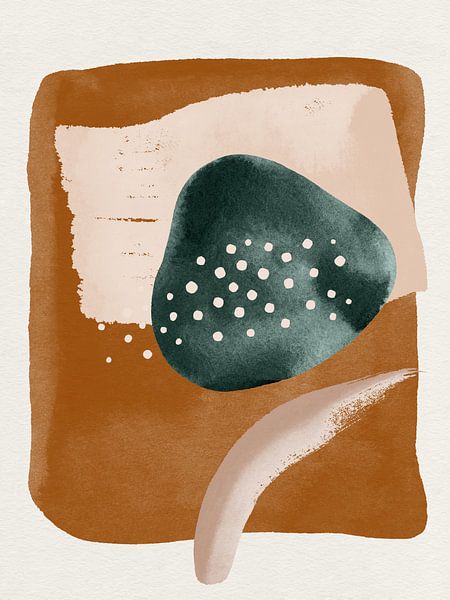 Modern abstract watercolour in earth tones by Studio Allee