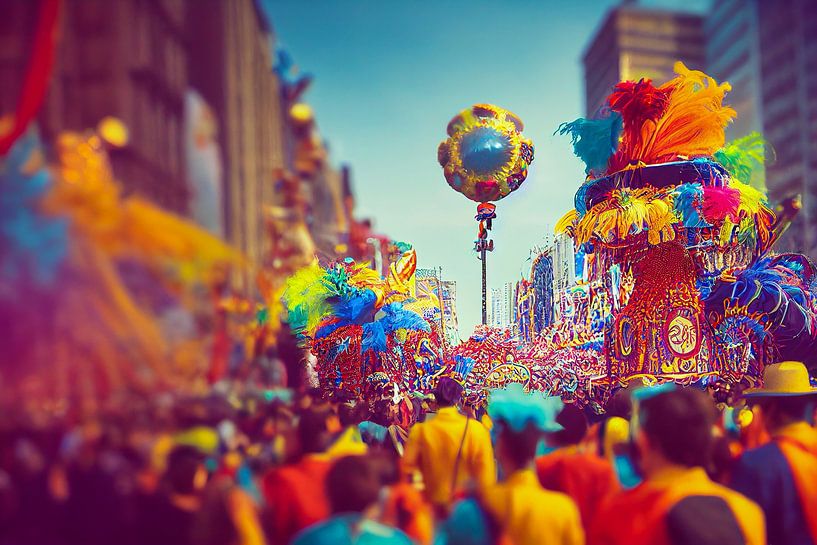 Karnevalsumzug auf der Straße, Kunst Malerei  Illustration 04 von Animaflora PicsStock