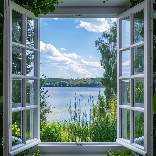 Lake view through the window by Poster Art Shop