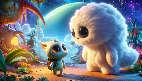 Fluffy friend on an intergalactic journey