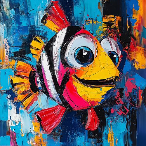 Kleurrijke Vissenvriend in Expressieve Stijl