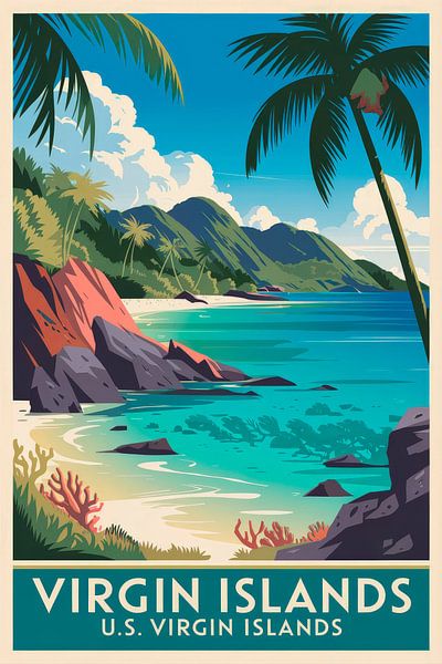 U.S. Virgin Islands Vintage Travel Poster by Poster Art Shop