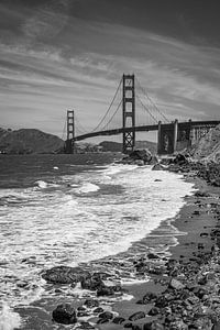 Paysage de San Francisco - Golden Gate Bridge en noir et blanc