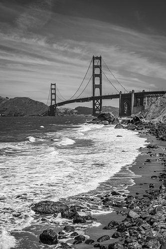 San Francisco landscape - Golden Gate Bridge in zwart-wit