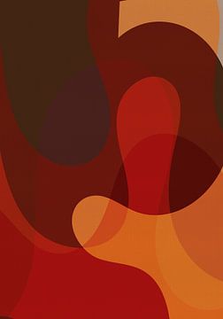 Abstracte organische vormen in oranje, rood, bruin van Dina Dankers