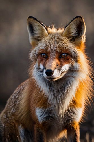 Intense blik van een vos in detail