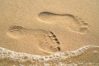 Footprint on the beach of the Baltic Sea