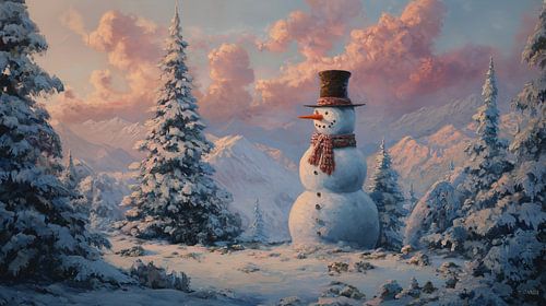 Schneemann im Kiefernwald