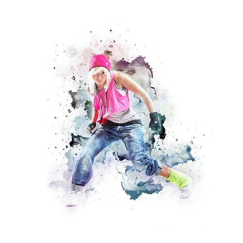 Abstract Streetdance / Dans Muziek Schilderij Met Vrouw