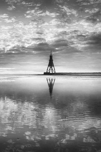 Zonsopgang Cuxhaven in zwart-wit