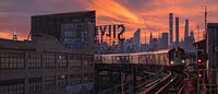 Queensboro Plaza subway station at sunset