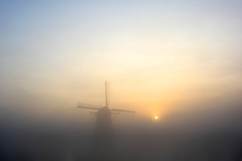 Foggy Kinderdijk by Mark Leeman