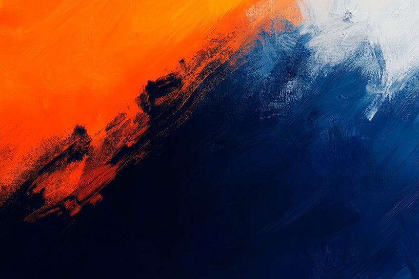 Farbschichten in Blau und Orange von Poster Art Shop