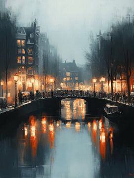 Brug over de gracht in Amsterdam van Studio Allee
