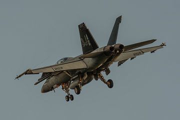 Landende U.S. Navy Boeing F/A-18F Super Hornet.