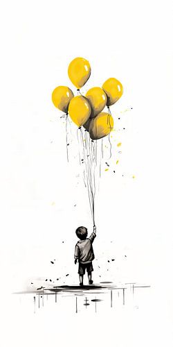 Junge mit gelben Luftballons