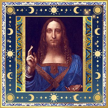 S.F. Neu bearbeitete Version des Salvator Mundi von Leonardo da Vinci von Silver Fox Art Decor