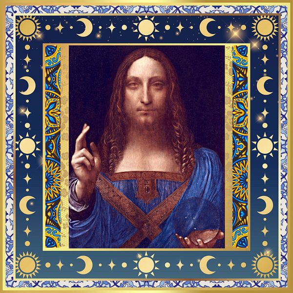 S.F. Neu bearbeitete Version des Salvator Mundi von Leonardo da Vinci von Silver Fox Art Decor