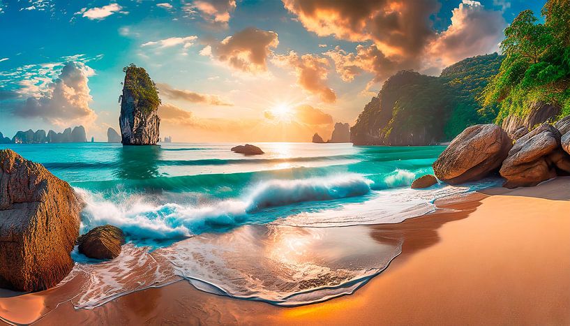 Strand mit Felsen und Wellen von Mustafa Kurnaz