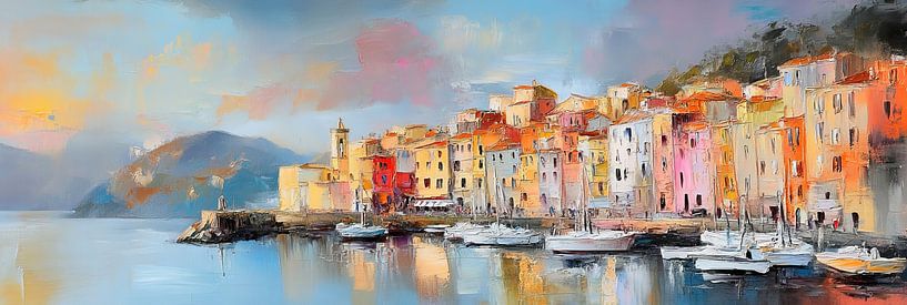 Vibrant Coastal Morning Palette van Abstract Schilderij