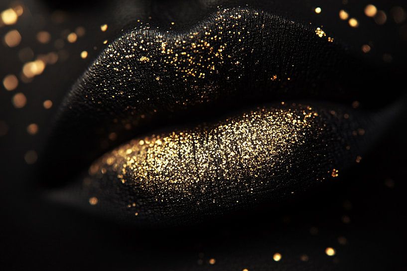 Zwarte lippen met gouden glitters van Art & Soul Creations