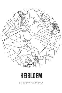 Heibloem (Limburg) | Landkaart | Zwart-wit van MijnStadsPoster
