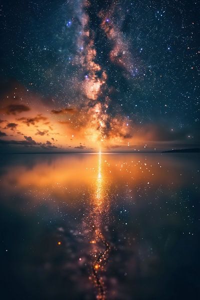 Sterrenhemel ontmoet de zee van fernlichtsicht