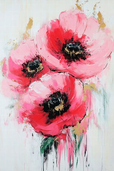 Poppies in kräftigen Farben – Kunstwerk von Poster Art Shop