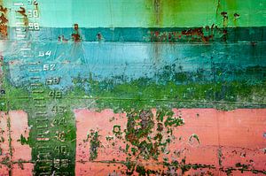 Colorful ship hull with draught marks