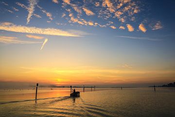 Fishing boat on the Untersee shortly before sunrise - Lake Constance by BlattArt - Christine Horn