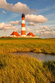 Lighthouse Westerheversand at sunset by Markus Lange