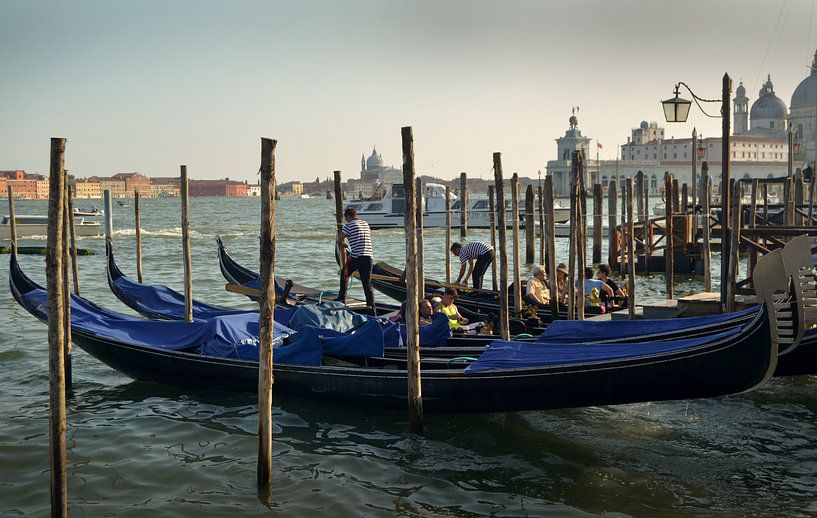 Italy, Venice, gondolas, setting sun by Peter Hofwegen