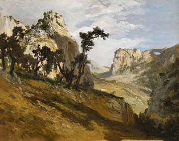 Carlos de Haes-Stenen Mountain Canyon landscape, Paysage antique