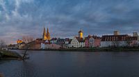 Skyline of the medieval old town of Regensburg in the last light of day by Robert Ruidl thumbnail