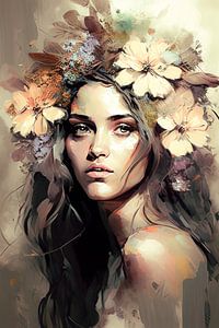 Frau mit Blumen im Haar