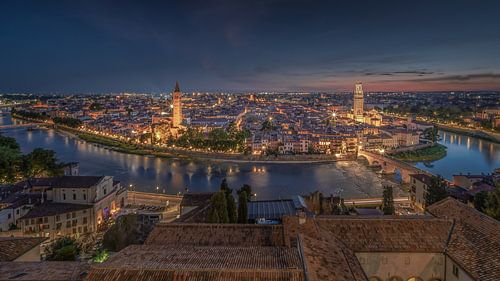View over Verona at night by Dennis Donders
