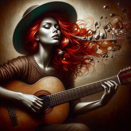 woman plays guitar by Bernhard Karssies