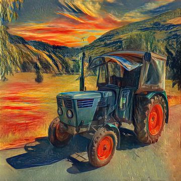 Tractor Deutz D2506 in Edvard Munch-stijl van Christian Lauer
