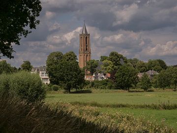 Kerk van Amerongen in Nederland met weiland en bomen van Robin Jongerden