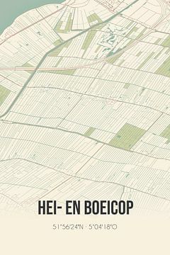Vintage map of Hei- en Boeicop (Utrecht) by Rezona