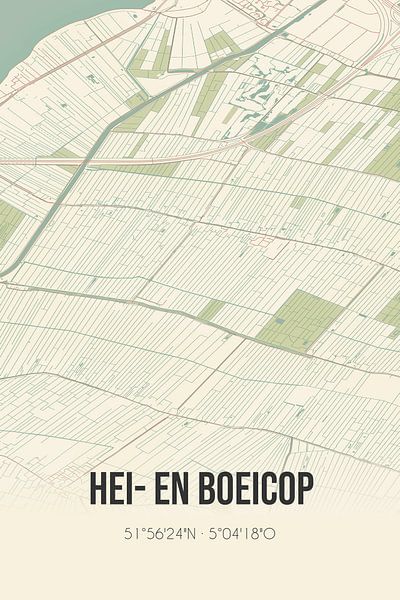 Vieille carte de Hei- en Boeicop (Utrecht) par Affiches de lieux