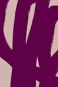 Formes et lignes abstraites minimalistes modernes en violet et beige sur Dina Dankers